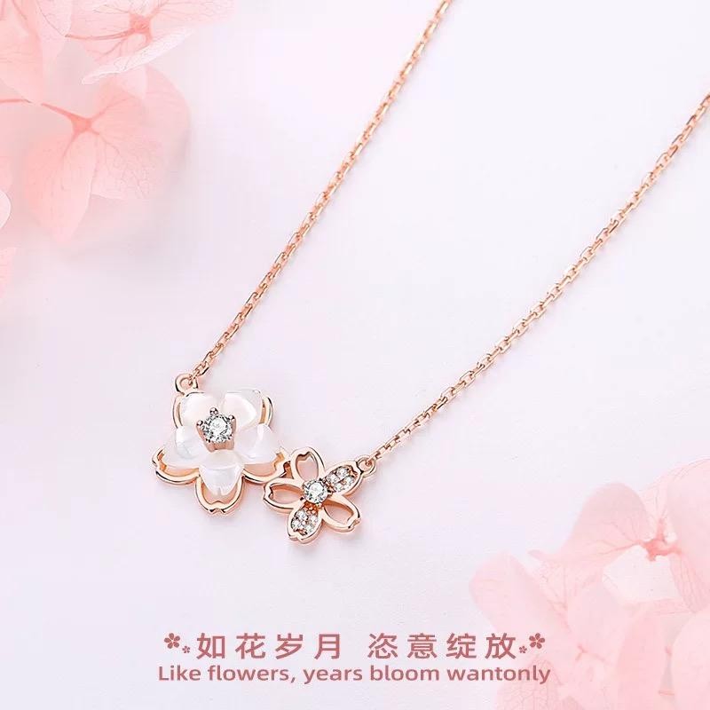 สร้อยคอ S925 เงินสเตอร์ลิง Fritillaria Peach Blossom Qixi รุ่นฤดูใบไม้หลงและฤดูร้อนใหม่