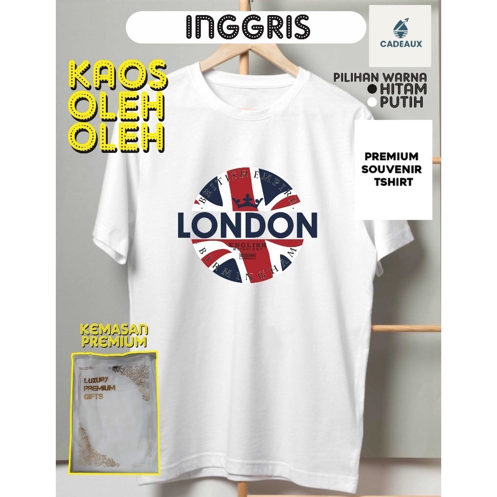 ENGLAND NEW YORK SOUVENIR เสื้อยืดผ้าฝ้าย Combed 24s SOUVENIR ของขวัญพรีเมี่ยม