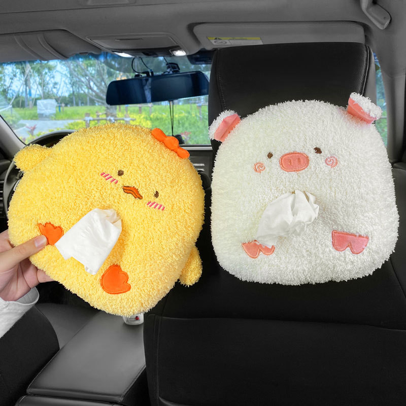 Creative Car Armrest Box Tissue Box Cartoon Cute Car Tissue Box Hanging Car Interior Decoration All 