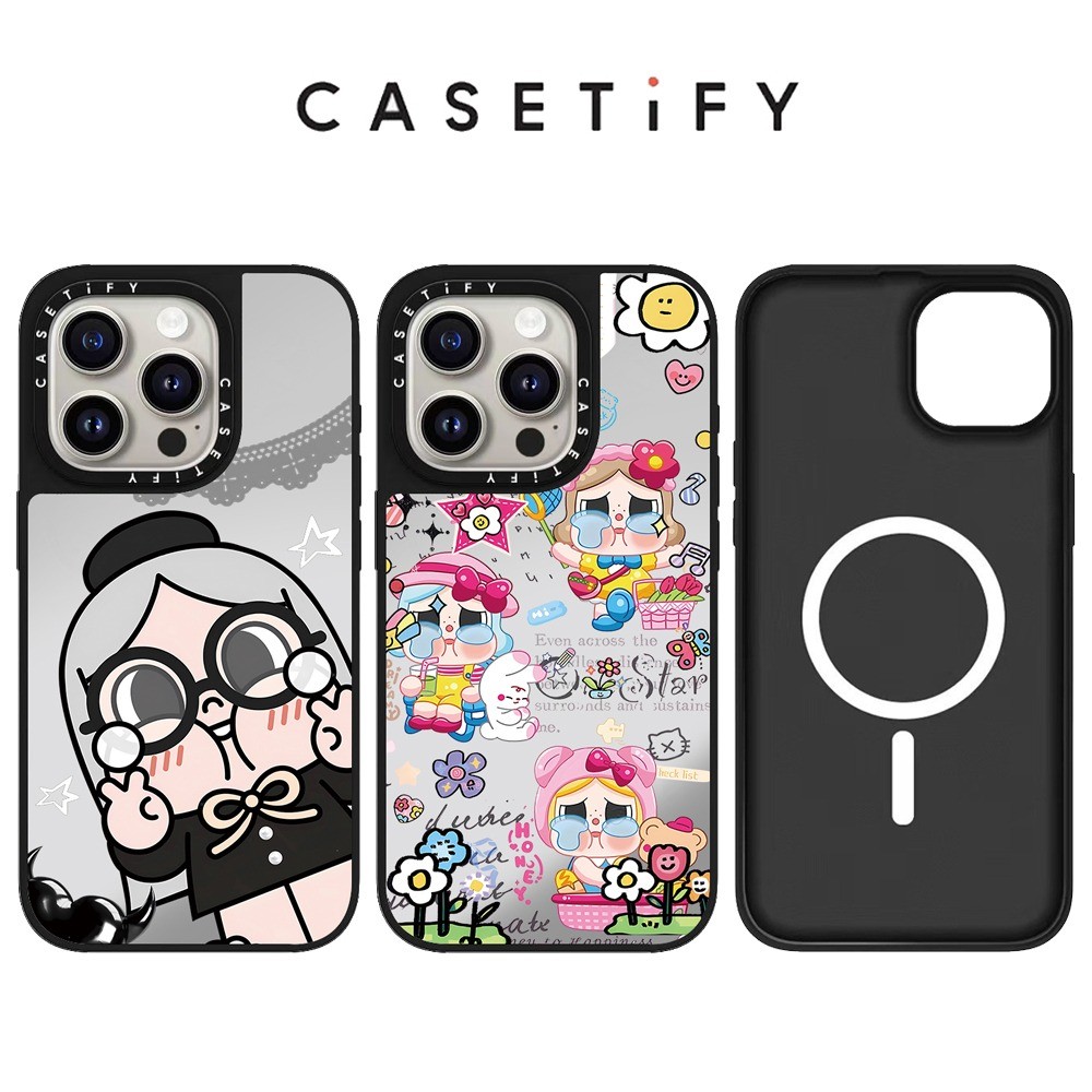 Magnetic Bubble Mart Graffiti สติกเกอร์กระจกเคสโทรศัพท์สําหรับ IPhone 16 Pro Max 15 14 13 12 11 Pro Max ปลอกแข็งกันกระแทก