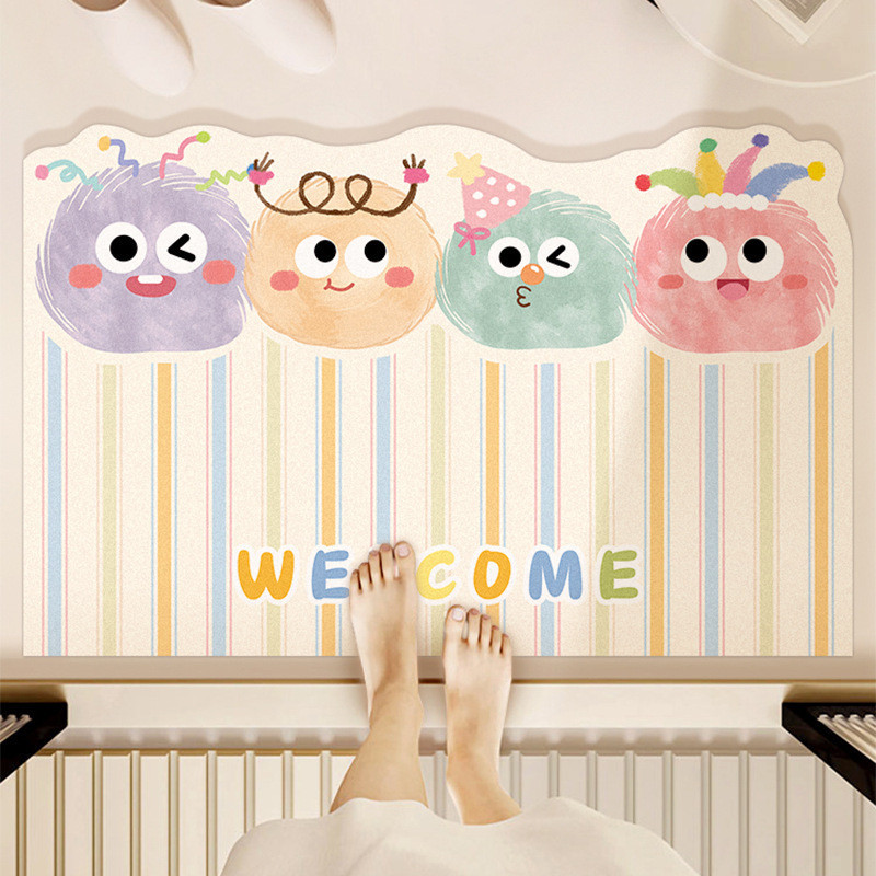 40×60CM เสื่อห้องน้ำ ปูพื้นลายการ์ตูน กันลื่น แบบแห้งเร็ว ดูดซับน้ำ วัสดุโคลนทรายซิลิกา - รูปที่ 3