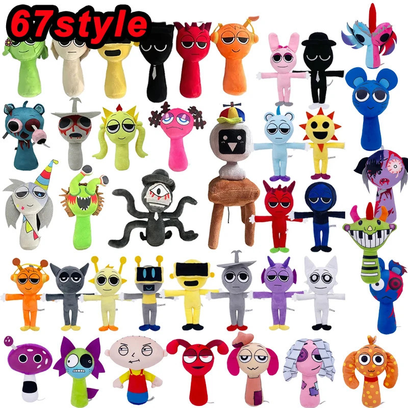 67styles Sprunki Plush Toys Sprunki Incredibox Plush Doll Sprunki Game Cartoon Kids Birthday Gifts S