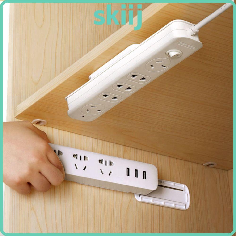 SKIIJ ที่ยึดรางปลั๊กไฟ Punch-free ตกแต่งบ้าน Self-Adhesive ไม่มีรอยต่อชั้นวางของ Wall Fixer สติกเกอร์ Punch-ฟรี
