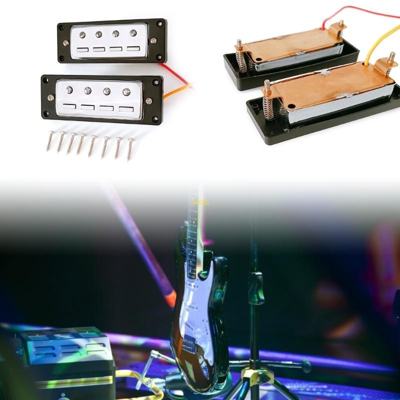 2Pcs Bass Guitar Pickups, Double Coil 4-String Bass Mini Bass Bridge Pickup Set