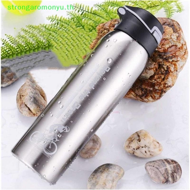 Strongaromonyu 500ML ขวดน้ําสูญญากาศสแตนเลสขวดน้ําขี่จักรยาน Double Walled Simple Thermo Mug ฉนวนด้วยฟาง TH