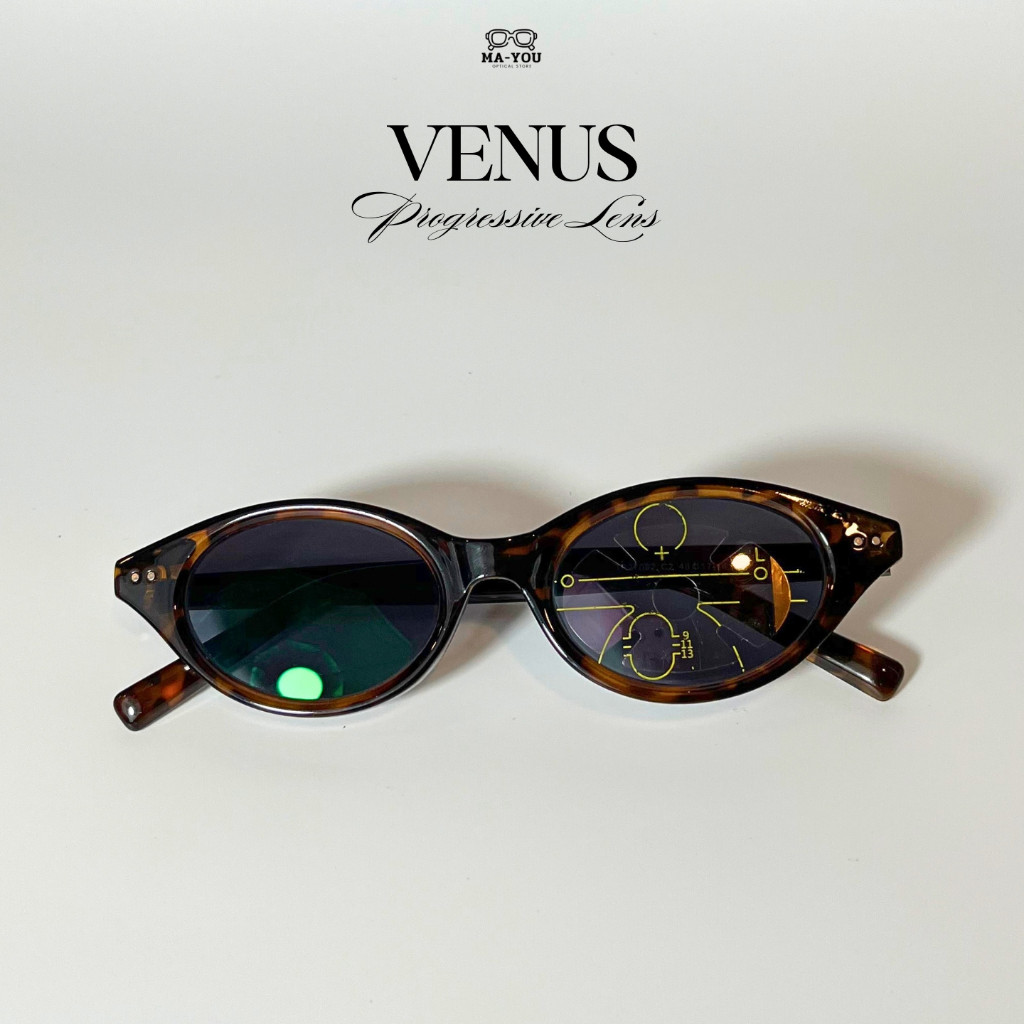 แว่นตาสายตายาวเลนส์โปรเกรสซีฟ รุ่น VENUS '' วีนัส '' TR27092  กรอบแว่นพลาสติกTR90 เลนส์ออกแดดเปลี่ยนสีเทาดำ
