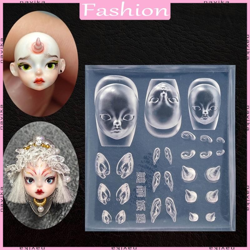 NAV Elf ตุ๊กตาเล็บแม่พิมพ์ หูซิลิโคนแสตมป์ Devil Horns DIY Nail Art Mould