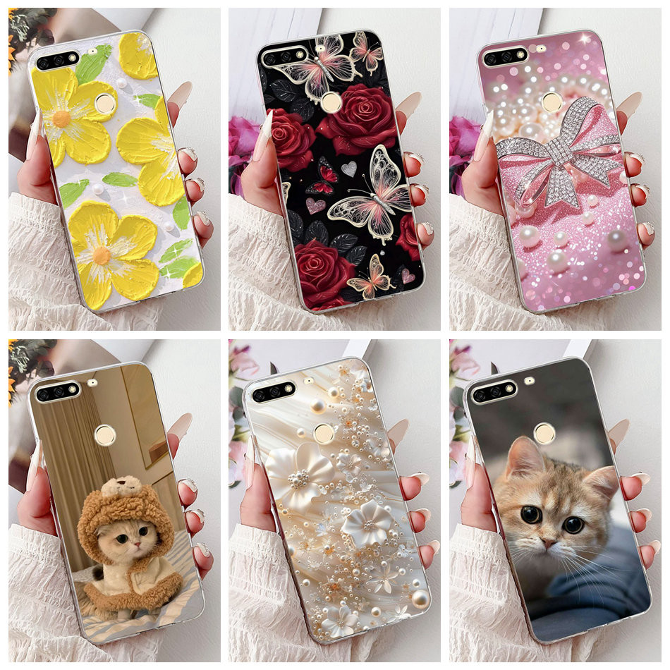 สําหรับ Huawei Nova 2 Lite LDN-L21 LDN-LX2 / Nova Lite PRA-LX1 PRA-LX2 Elegant ดอกไม้แมวภาพวาดซิลิโค