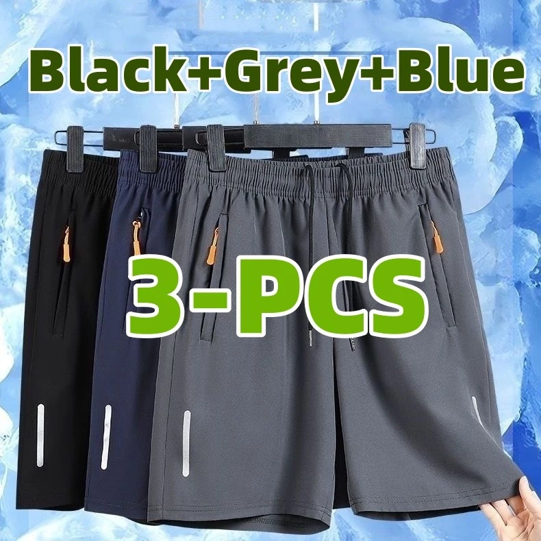 3PCS Men's Shorts with Zipper Beach Shorts Comfortable Drifit Shorts for Men