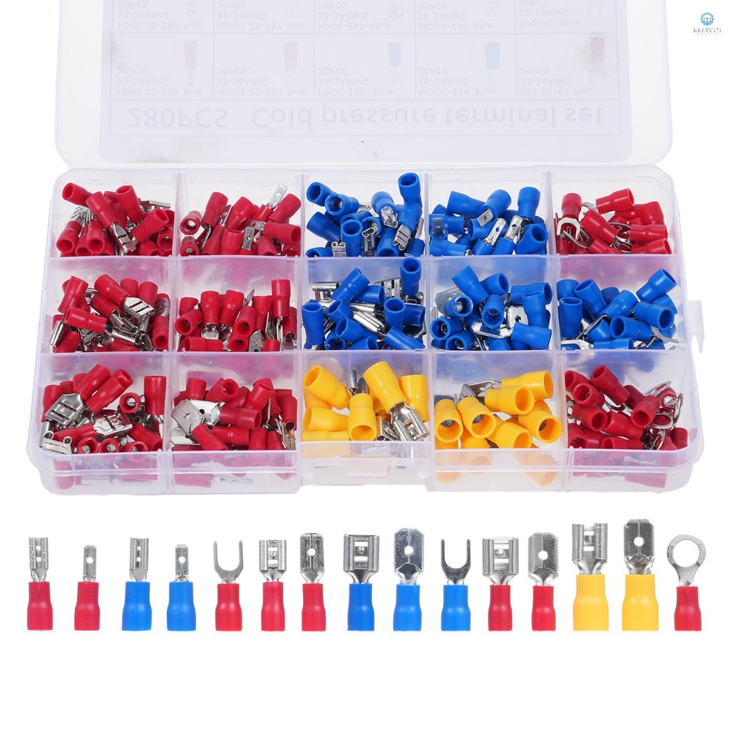 Terminals Butt Spade Quick Assortment Kit Terminal ชุดลวด 840pcs ลวด Crimp ชุดลวด Spade Quick Assort