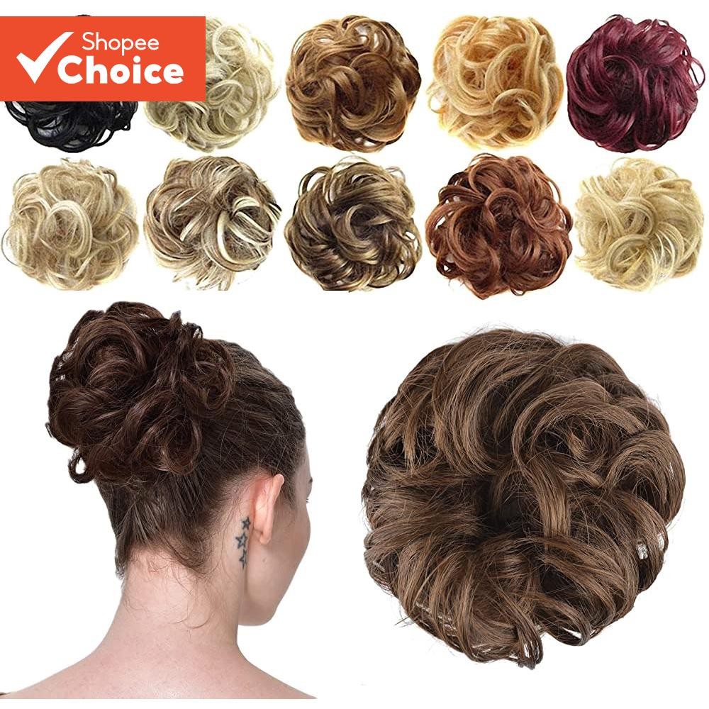 INS Elastic Band Messy Bun Scrunchie Chic Chignon Hairpiece พร้อมโดนัทสําหรับสไตล์ความพยายาม