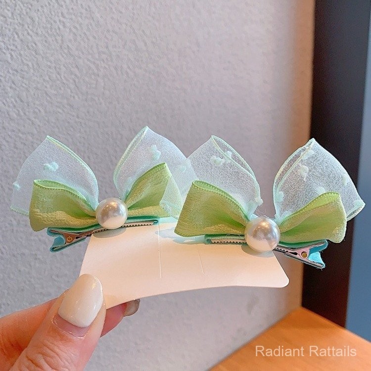 คลิปผมเด็กหูกระต่ายรูปโบว์สามมิติแบบเกาหลี ขนาดเล็กและสดใส คลิปผมเด็กห่อฟองน่ารัก