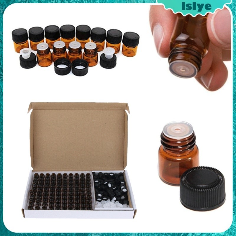 [Lslye] 1 ml 2ml 3ml Dram amber of glass Essential Oils Bottles with Orifice Reducer for Essential O