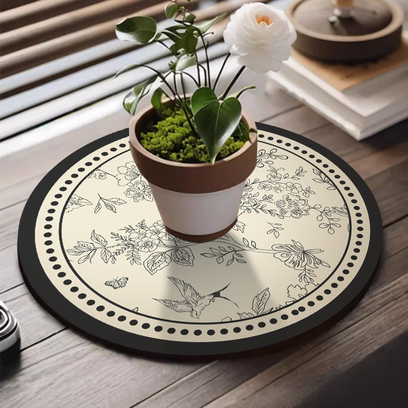 แผ่นรองแจกันสไตล์ฝรั่งเศส หนังดูดซับ หรูหรา แผ่นรองระบายน้ำบนโต๊ะ แผ่นรองกระถางดอกไม้ แผ่นรองถ้วยกาแฟแห้งเร็ว - รูปที่ 6