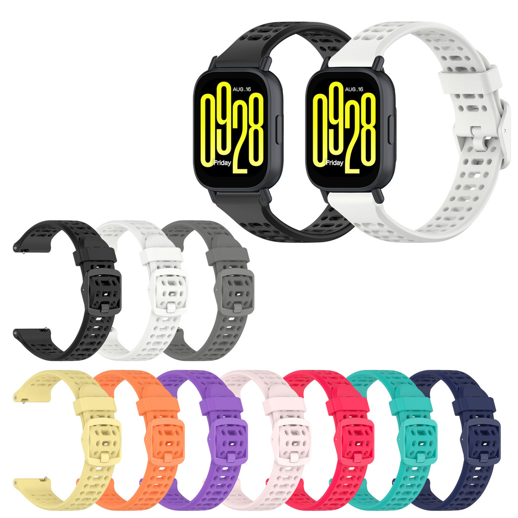 สายซิลิโคนสําหรับ Redmi Watch 5 Active / Watch5 Lite สายนาฬิกาอัจฉริยะแบบนุ่มระบายอากาศมีรูพรุนสีลูกกวาด