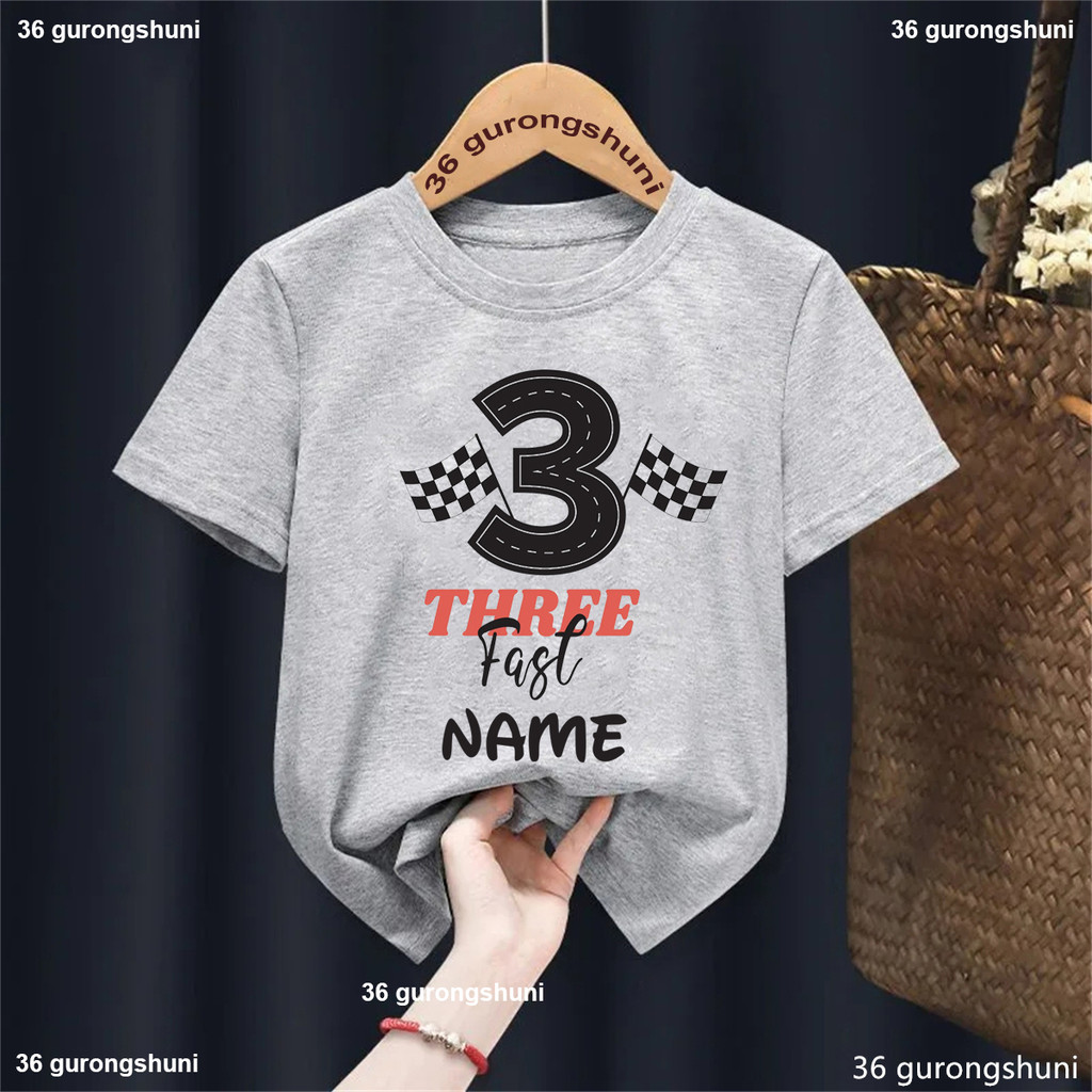 Custom ชื่อ 4 3 ต้องการสี่/สามความเร็ววันเกิดสําหรับชายเสื้อยืดชาย 3rd/4th/5th Birthday Party Tshirt