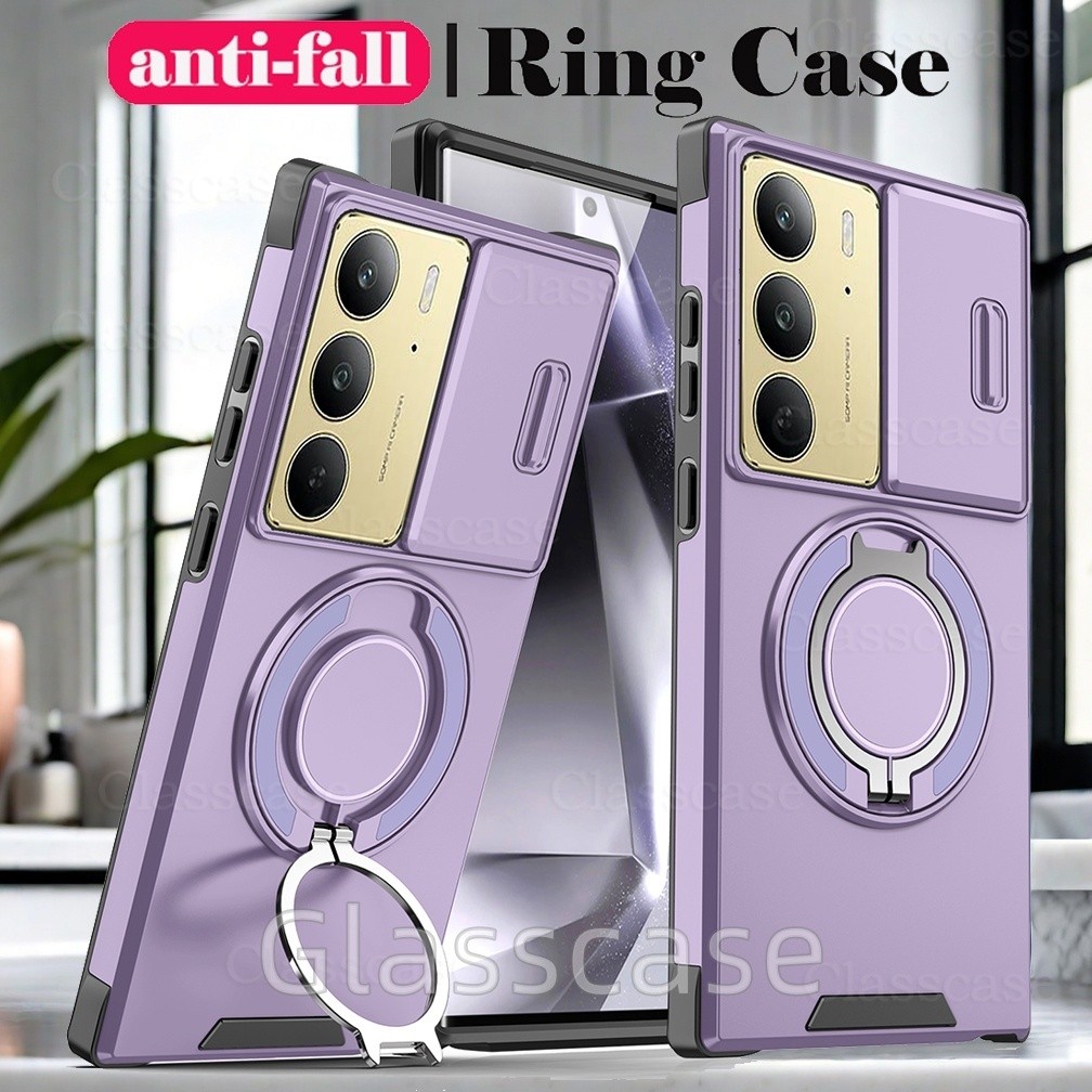 Realme C75 2025 สําหรับ Realme C75 C71 X C75X C 75 C 75X RealmeC75 RealmeC75X Push กล้องกันกระแทกป้องกันแหวนเกราะเคสโทรศัพท์วงเล็บโลหะ Stent ปลอก Hard ฝาหลัง