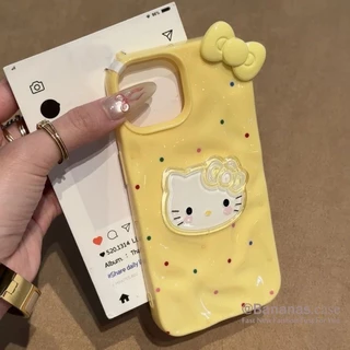 เข้ากันได้กับ iPhone 17 16 15 14 13 12 11 Pro Max X XS XR XS Max 7 8 Plus เคสโทรศัพท์ 3D DIY น่ารักสีลูกกวาดโบว์แมวคลื่นนุ่มปกหลัง