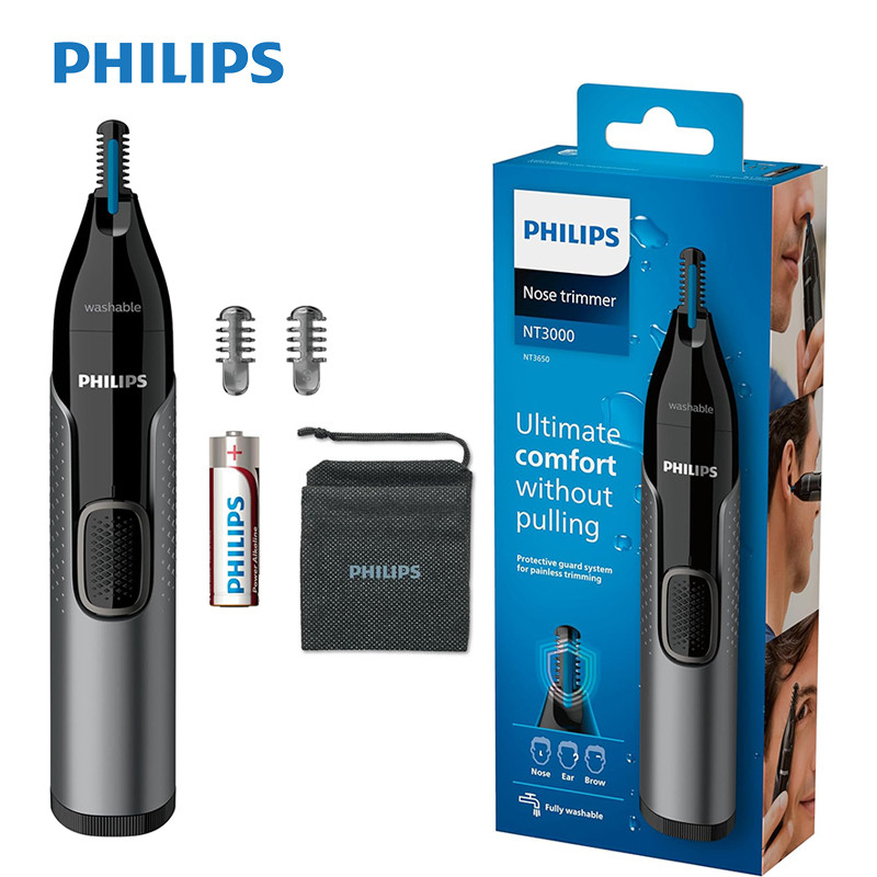 Philips NT3650/16 เครื่องตัดขนจมูก - 16-ใบมีด 6000 CPM Skin Guard Shield IPX7 3 สิ่งที่แนบมาหวีคิ้ว