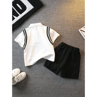 ชุดเด็กผู้ชาย 6เดือน-5ปี เสื้อโปโลหมี กางเกงขาสั้น ผ้าคอตตอน ใส่สบาย