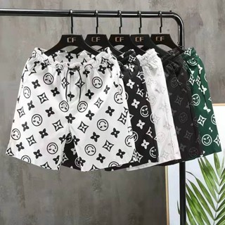 ZJ HOME กางเกงขาสั้นลายยิ้ม ผ้าหนังไก่ คุณภาพดี มีกระเป๋า 2 …