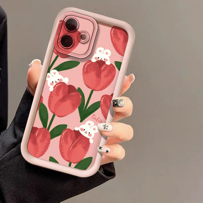เคส OPPO A5 PRO 5G ขอบหนากันกระแทกป้องกันกล้องดอกไม้ Soft TPU เคสโทรศัพท์ฝาครอบ
