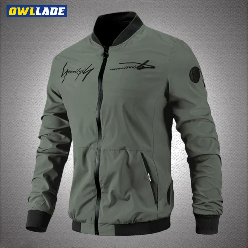 OWLLADE Bomber เสื้อแจ็คเก็ตลําลองสําหรับผู้ชาย 6024 สีเขียว กันน้ํา D04 2T