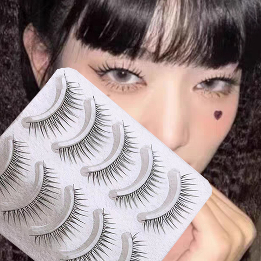 สไตล์มืดและเย็น Cross Natural Long Extension Fairy Eyelashes Manga Eye เครื่องสําอางการ์ตูน 5 คู่
