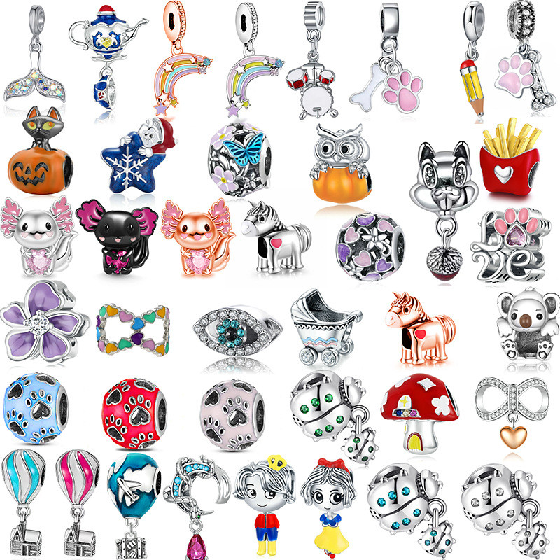 สร้อยข้อมือcharm DIY โลหะผสม มีลูกปัดขนาดใหญ่ สำหรับทุกวัย