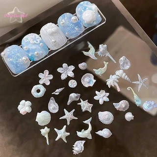 <DBFl-t> 1 ชิ้น Lily ดอกไม้ Sea Conch Coral ปลาดาว 3D อะคริลิคเล็บแม่พิมพ์ตกแต่งเล็บ DIY ซิลิโคนเล็บแม่พิมพ์แม่พิมพ์ใหม่
