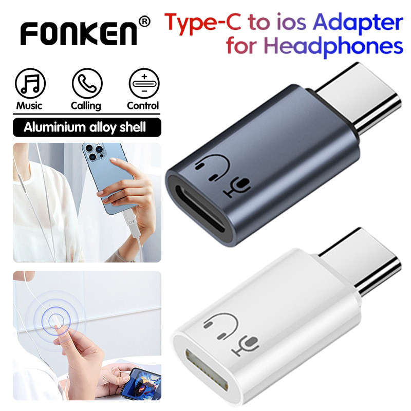 Fonken Type-C ถึง iOS Audio Adapter USB C ชาย iOS หญิงหูฟังตัวแปลงหูฟังสําหรับ iPh 16 15 แท็บเล็ต