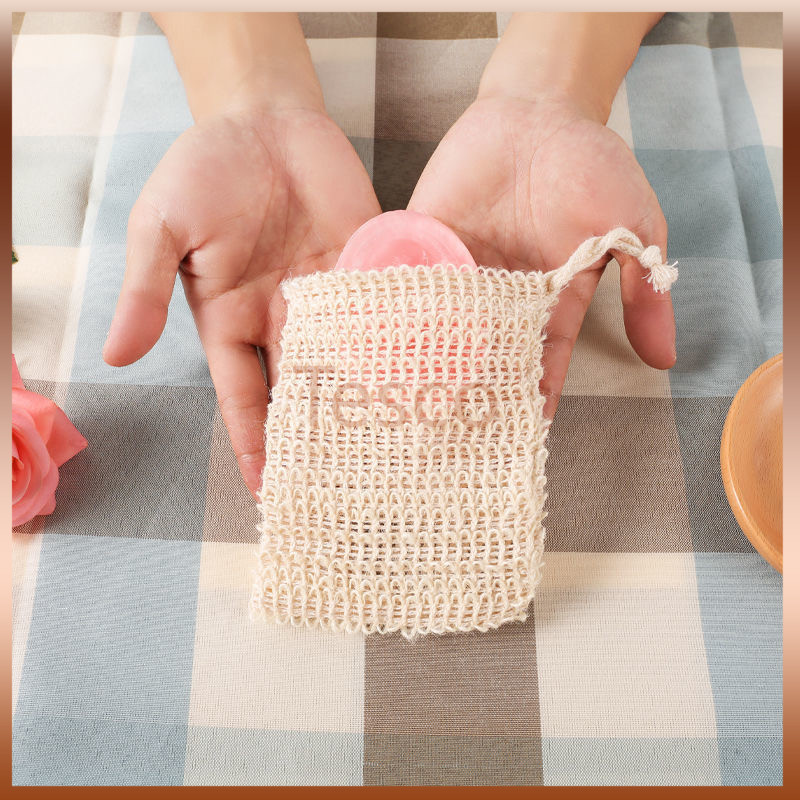 Tesco ถุงใส่สบู่ ถุงตาข่ายธรรมชาติ ถุงตาข่ายตีฟองสบู่ ถุงตาข่ายผ้าฝ้ายบริสุทธิ์ แบบเชือกรูด ใส่สบู่ก้อน