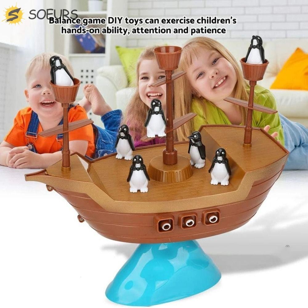 SOEURS 1 ชุด Penguin Pirate Ship Balance เกม, Interactive Learning Pirate Boat Game Toy, Kids Learni