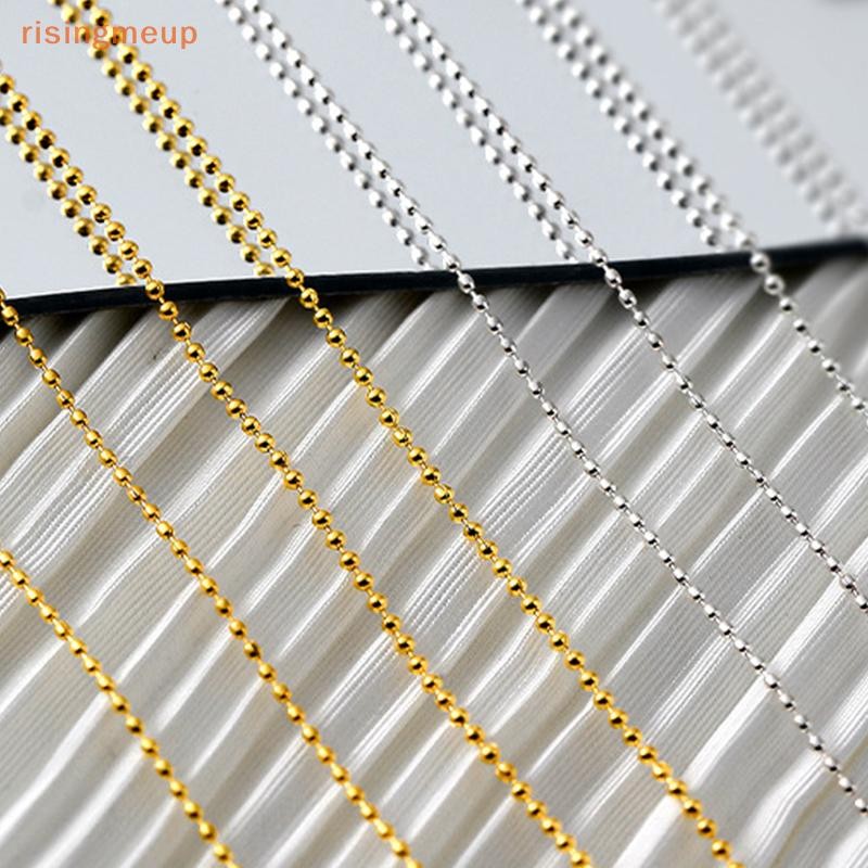 [risingmeup] 50 ซม.Mini Nail Steel Ball Chain Silver Gold Metal Nails Accessories 3D Nail Art Decorative Nail Art Chains ใหม่