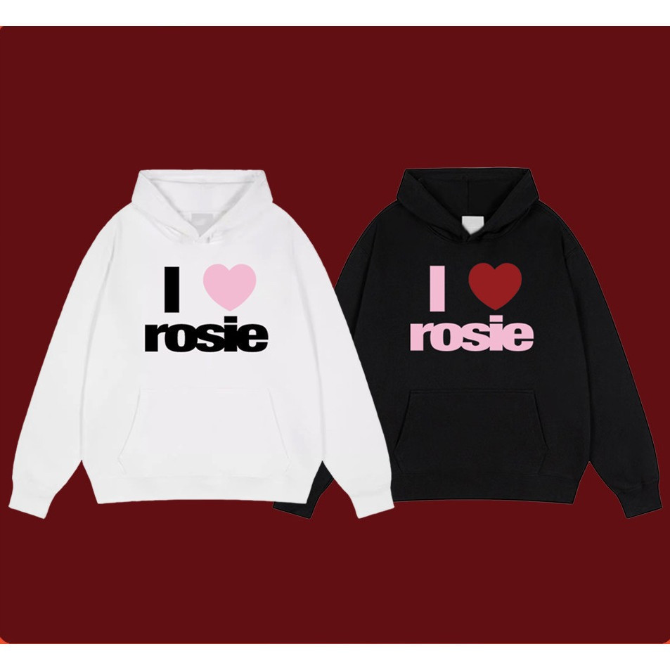 Kpop BLACKPINK ROSE ROSIE POP-UP Merch Cotton Hoodie ผู้ชายและผู้หญิงแขนยาว Hoodies M-3XL