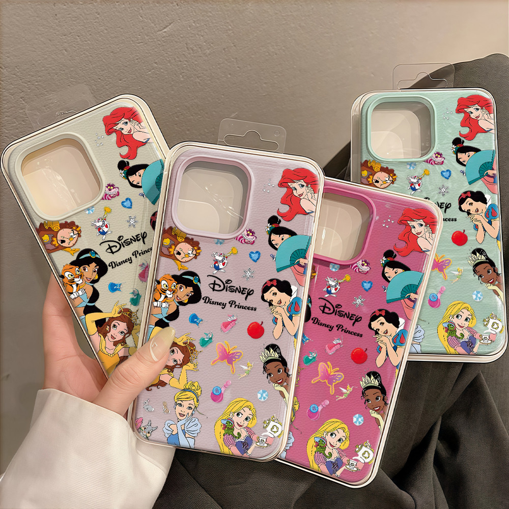 คสหนัง For iPhone 16 Pro Max เคสนิ่ม TPU สีลูกกวาด เจ้าหญิงสวย👉For iPhone 11 15 14 13 12 16 Pro X XS max XR 7 8 Plus เคส