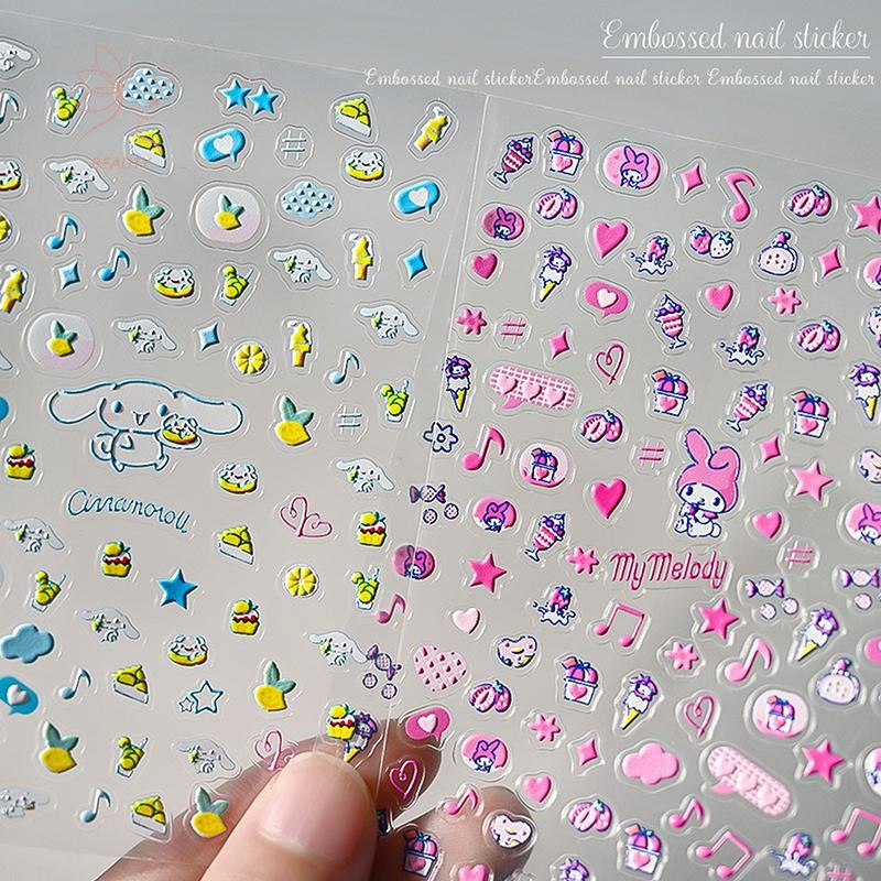 [maybeauty] 2D Pixel Style Mini Sanrios HelloKitty Nails Art Sticker Multi Expressions Cute Nail Dec