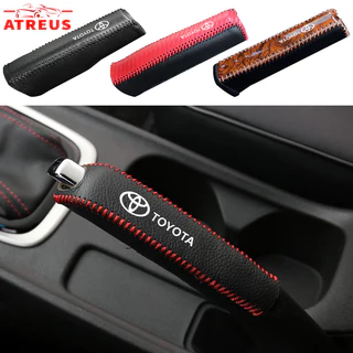 Toyota ปลอกหุ้มเบรคมือสําหรับรถยนต์ ปลอกหุ้มลูกบิดรถยนต์ หนังเทียม ปลอกหุ้มเบรคมือ กันลื่น ครอบเบรคมือ สำหรับ Toyota Fortuner Camry Hilux Revo Yaris ATIV Yaris Cross Veloz Prius Innova Hiace