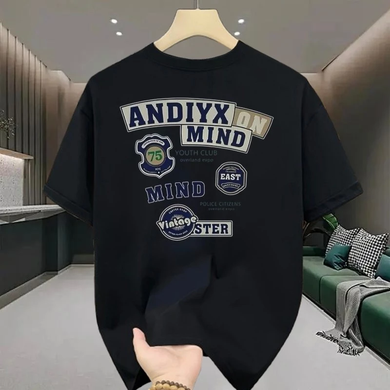 เสื้อยืดผู้ชายเท่ๆ คอกลม-แขนสั้น สกรีนลายวินเทจสุดฮิต เสื้อยืดสตรีทแฟชั่นเมกาเท่ๆ เสื้อวินเทจ โอเวอร์ไซส์ สีดำเท่ๆ