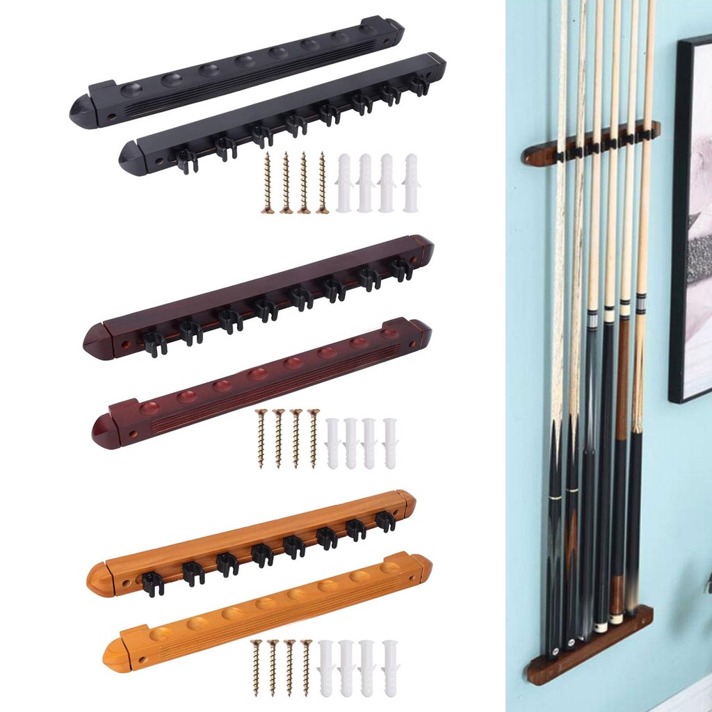 [blesiya21] ชั้นวางคิวสนุ๊กเกอร์ Cue Sticks ชั้นวางติดผนังพร้อมสกรูไม้ขาตั้งคิวบิลเลียดติดผนังสําหรับอุปกรณ์สระว่ายน้ํากีฬา