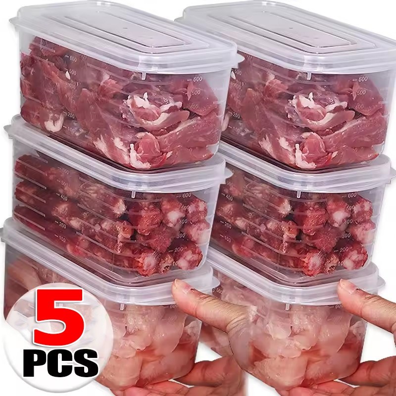 ตู้เย็นขนาด 700 มล. เนื้อแช่แข็งกล่องเก็บของสด / 1-5 ชิ้นครัวปิดผนึกภาชนะเก็บผัก