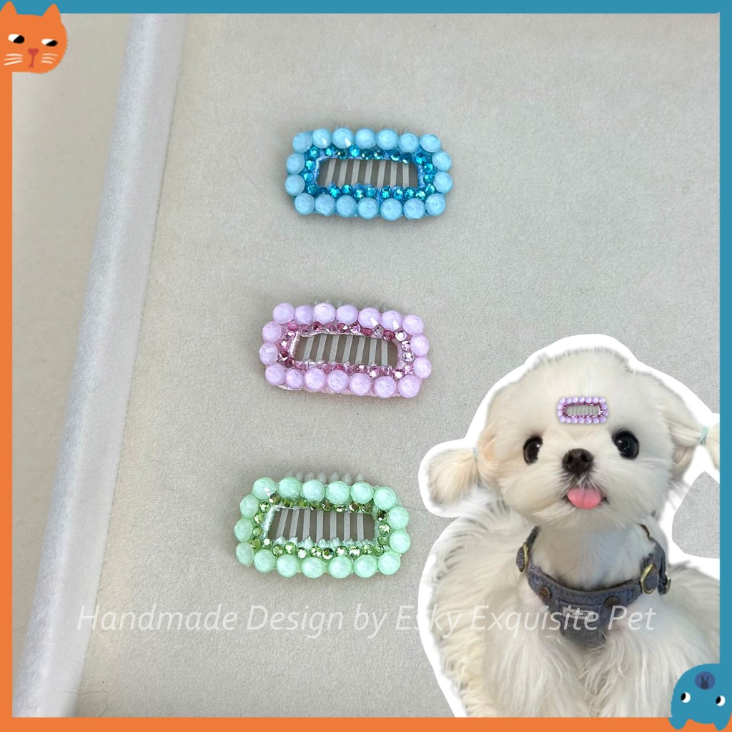 กิ๊บติดผมสัตว์เลี้ยง BB คลิป กิ๊บติดผมน่ารักสีลูกกวาดพร้อมกิ๊บติดผมเพชรคลิปยอร์คเชียร์ลูกสุนัข