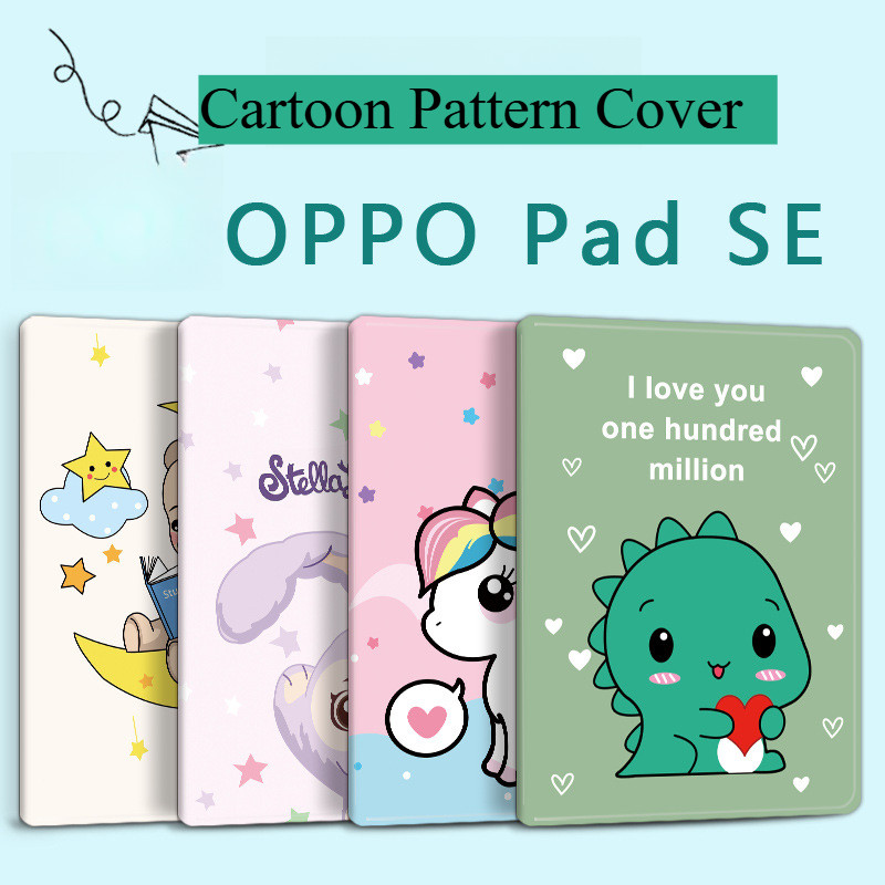 สําหรับ OPPO Pad SE 11 นิ้ว OPD2417 กรณี OPPO Pad 3 Pro 12.1 Pad 3 Matte Edition Pad2 11.51 Neo 11.4 Air2 PU หนังรูปแบบการ์ตูนฝาครอบ