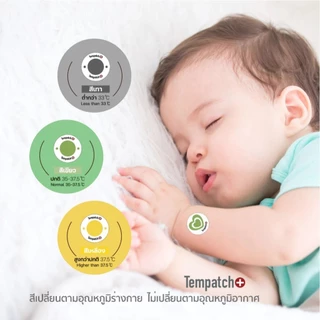 TEMPATCH+ สติ๊กเกอร์วัดอุณหภูมิร่างกาย แผ่นแปะวัดไข้ (0m+) เปลี่ยนสีตามอุณหภูมิร่างกาย ขนาด 6 ดวง