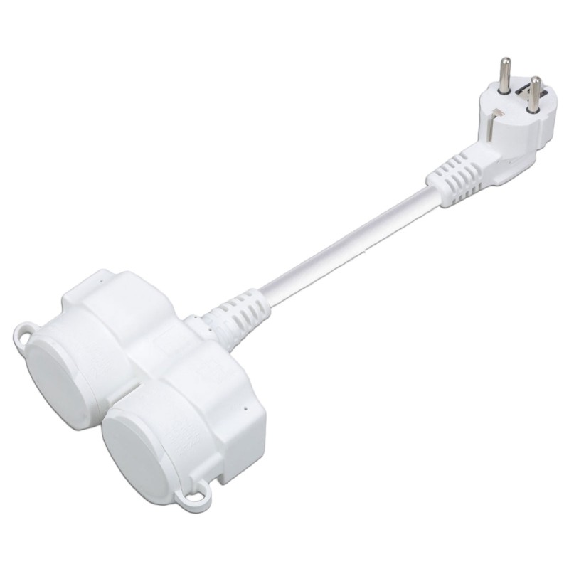 QUU ซ็อกเก็ตคู่ Schuko สายไฟ 23 ซม.3500W IP44 สายไฟกลางแจ้งกันน้ําสําหรับ Garden Kitchen Travel ใช้