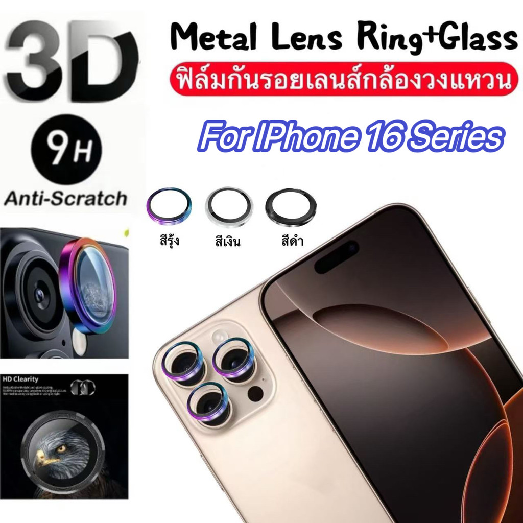 พร้อมส่ง ฟิล์มกล้อง สำหรับ  lPhone 16Pro Max 16Pro 16Plus 16 16E คุณภาพระดับพรีเมียม ป้องกันรอยขีดข่
