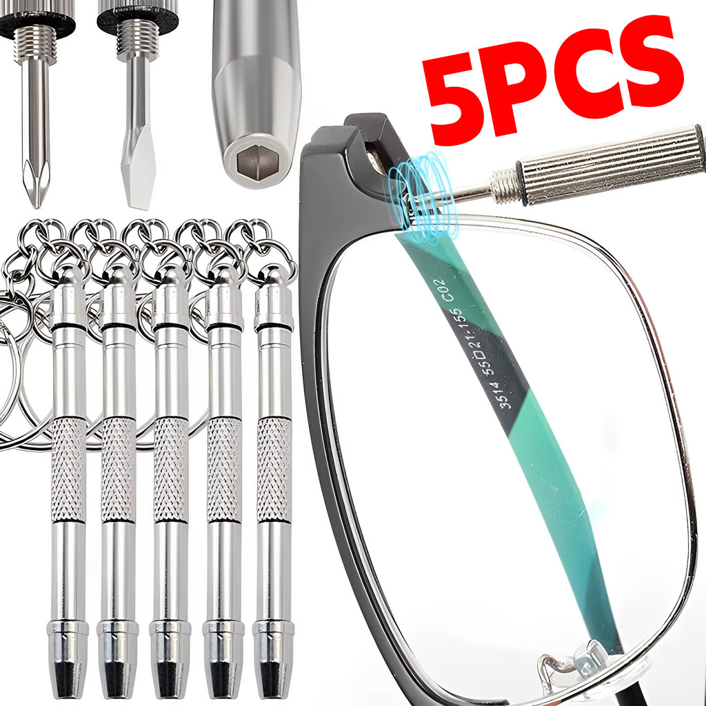 3-ใน-1 ไขควงสําหรับชุดซ่อมแว่นตา,สแตนเลสมินิพวงกุญแจเครื่องมือที่มีแบน/หัวแฉก/หกเหลี่ยมสําหรับนาฬิกา/โทรศัพท์/แว่นตา