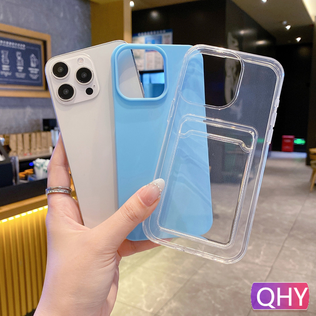 QHY - 2x Stronger Card Holder Than Standard Cases ใช้งานร่วมกับ iphone 17 Air 16 15 14 11 12 13 pro max Dual-Layer Protection สีลูกกวาด
