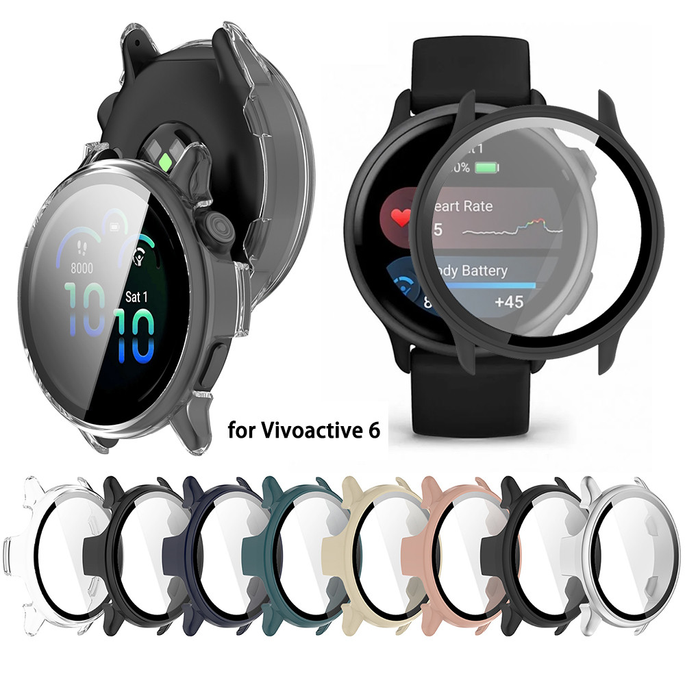 เคสป้องกันฟิล์มกระจกนิรภัยเปลือกแข็งทนทานสําหรับ Garmin Vivoactive 6