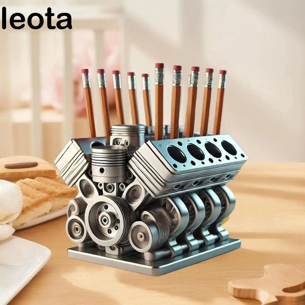 LEOTA Desk Organizer, V6/V8 Engine Shaped Crafts Engine Block Pen Holder, ผู้ที่ชื่นชอบสําหรับ V8 เค